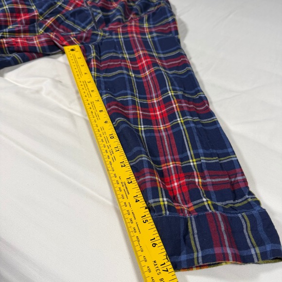Aerie Navy Blue Red Plaid Flannel Button Down Shirt XXL Oversized Long Sleeve - Picture 10 of 12